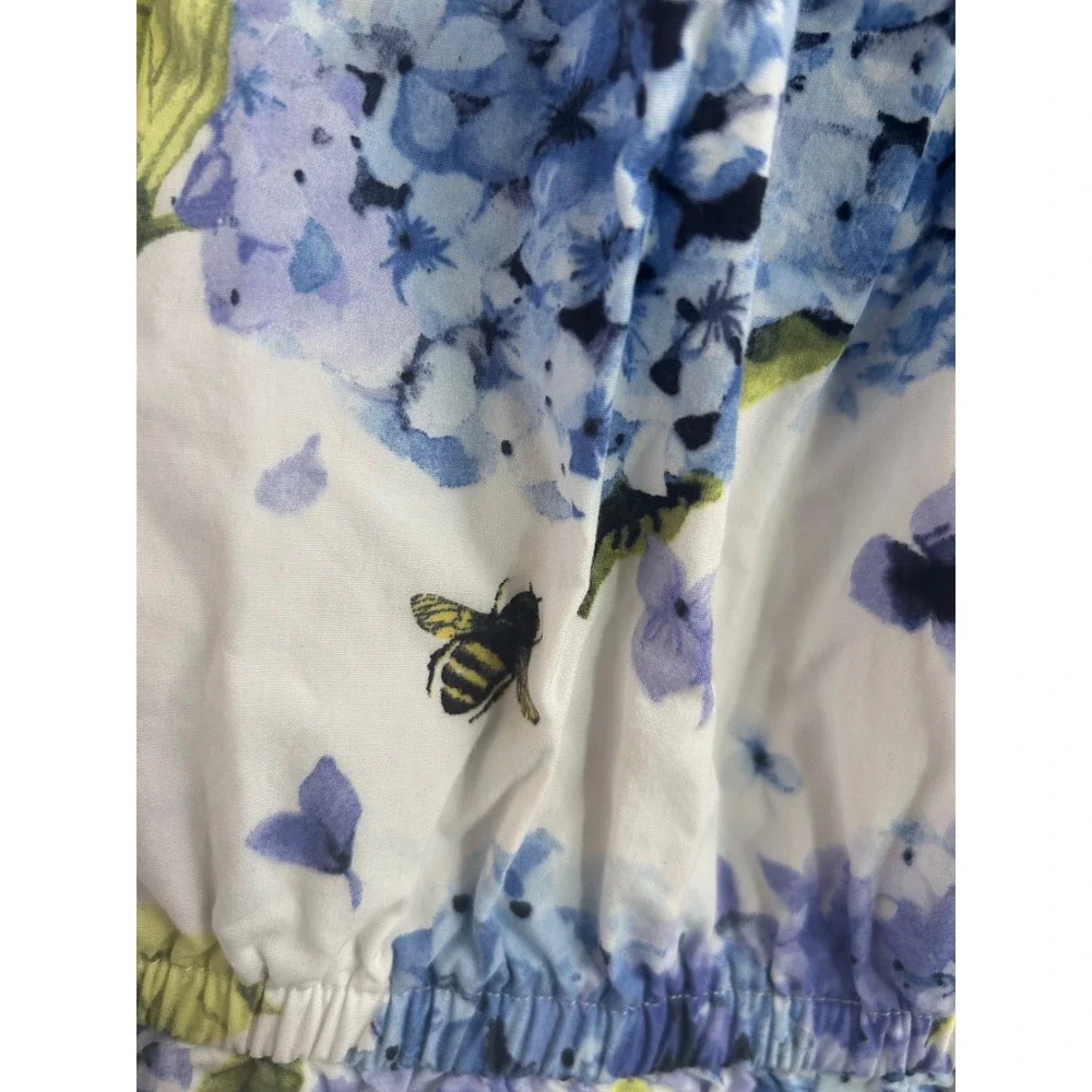 Gymboree Jumpsuit 4T White Blue Floral Hydrangea Bee Cold Shoulder Kids